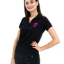 Ladies Black Polo Pink Skull